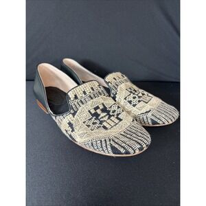 Latigo Anthropologie Alba Sz 9 Leather Embroidered Flats Slip On loafers